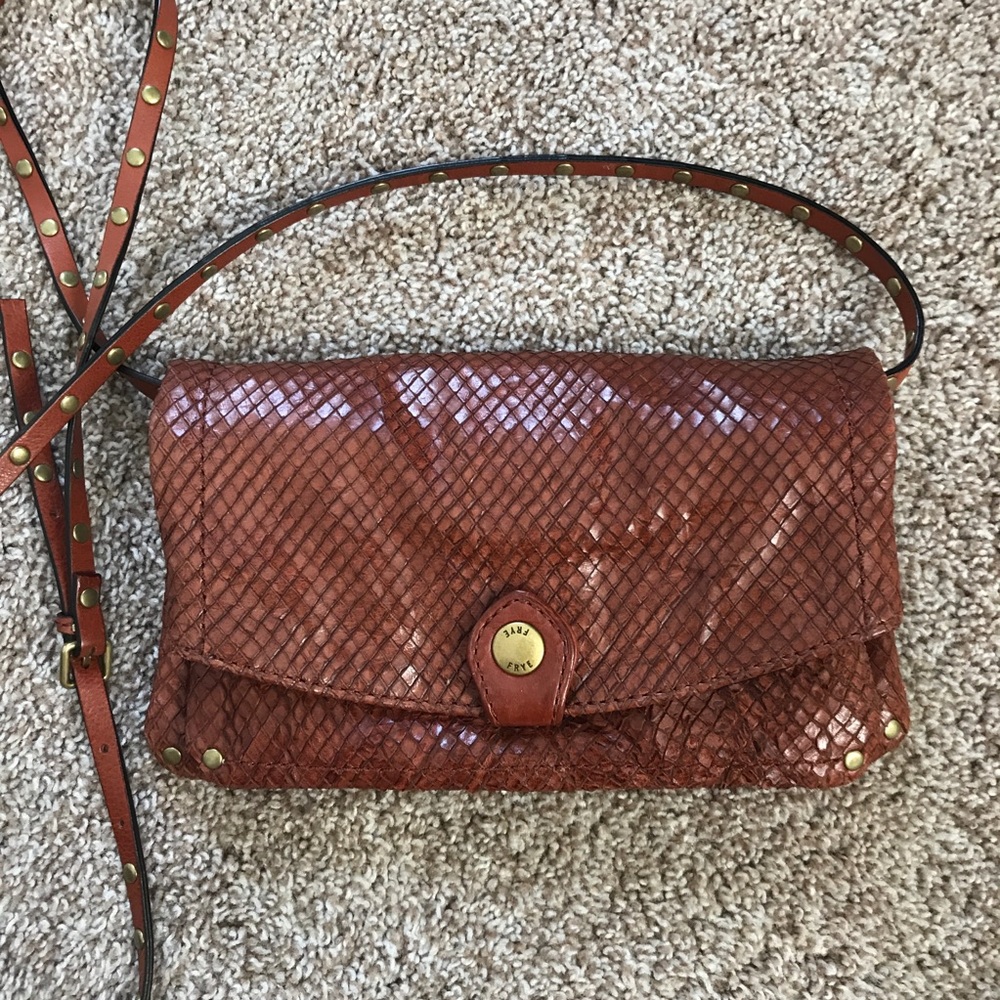 Frye Crossbody Studded Strap Bag Leather Brown